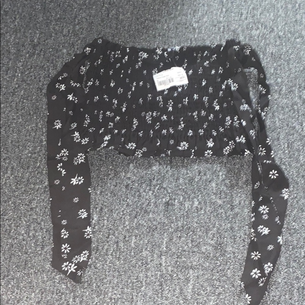 Tasha tube top. Daisy ditzy black white pattern. - Picture 2 of 7